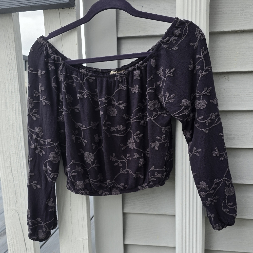 Lucy Love Floral Long Sleeve Crop Top